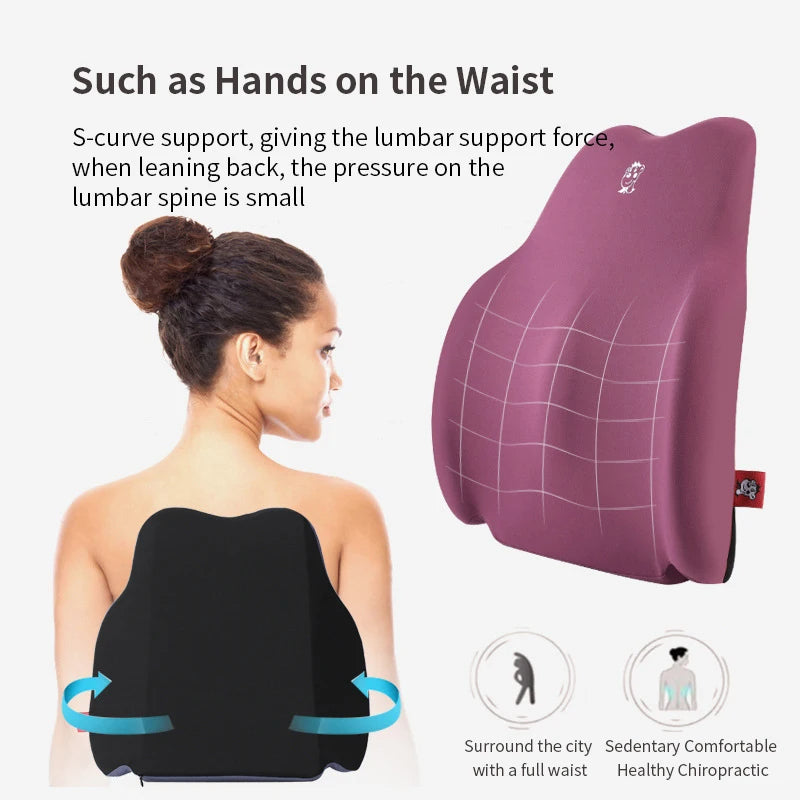 High Density Foam Lumbar Support and Back Support Gel-Infused Viscoelastic PU Orthopedic Chair Memory Foam Office Neck Pillow