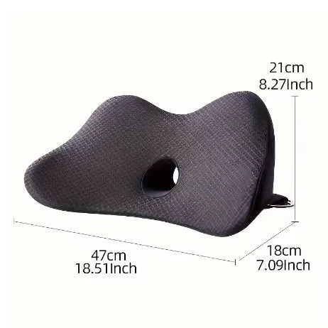 Memory Foam Travel Car Back Cushion – Orthopedic Massage Seat Mat for Car, Office Chair & Nap Pad - Delicate Leather