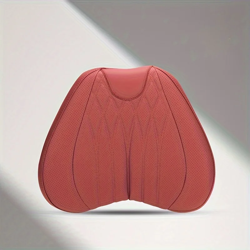 Car Lumbar Support Cushion & Headrest Neck Pillow – Memory Foam, Universal Fit for Cars, Soft and Comfortable - Delicate Leather