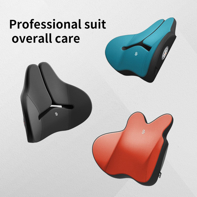 Portable Orthopedic Ergonomic Back Pillow with Gel Lumbar Support for Office Chair, Car, Stadium, and More - Delicate Leather