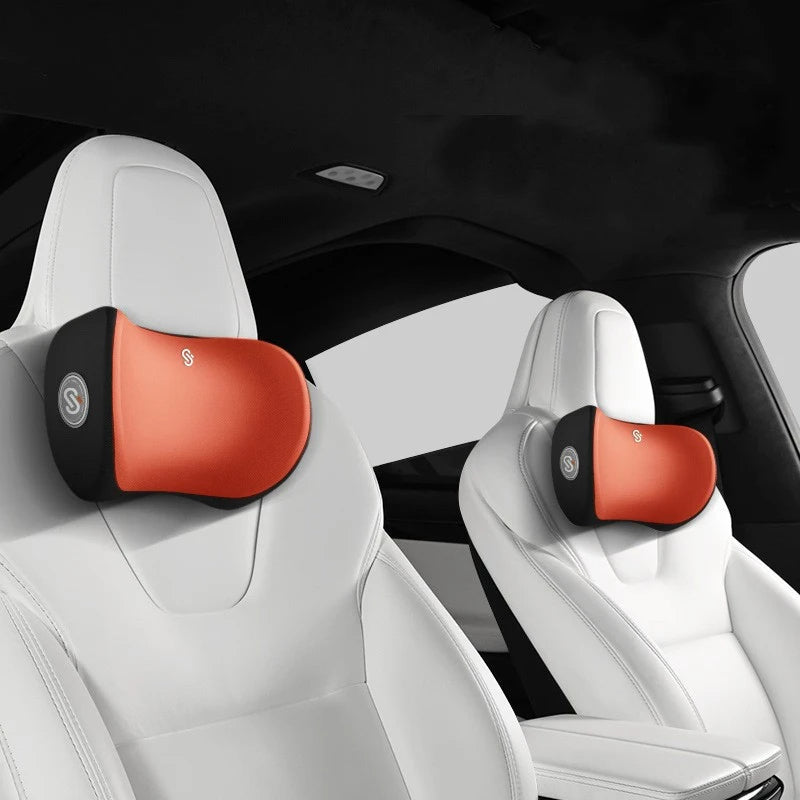 Memory Foam Car Back Cushion and Neck Support Pillow ( 1PCS) - Delicate Leather