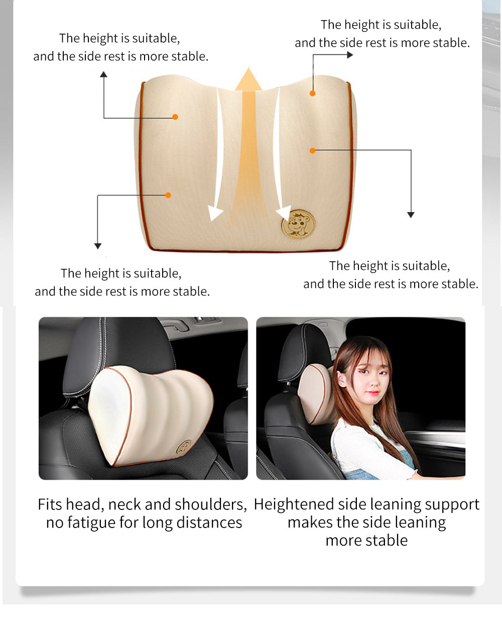 Custom Soft Memory Foam Neck Rest Headrest with Cervical Vertebra Support - Delicate Leather