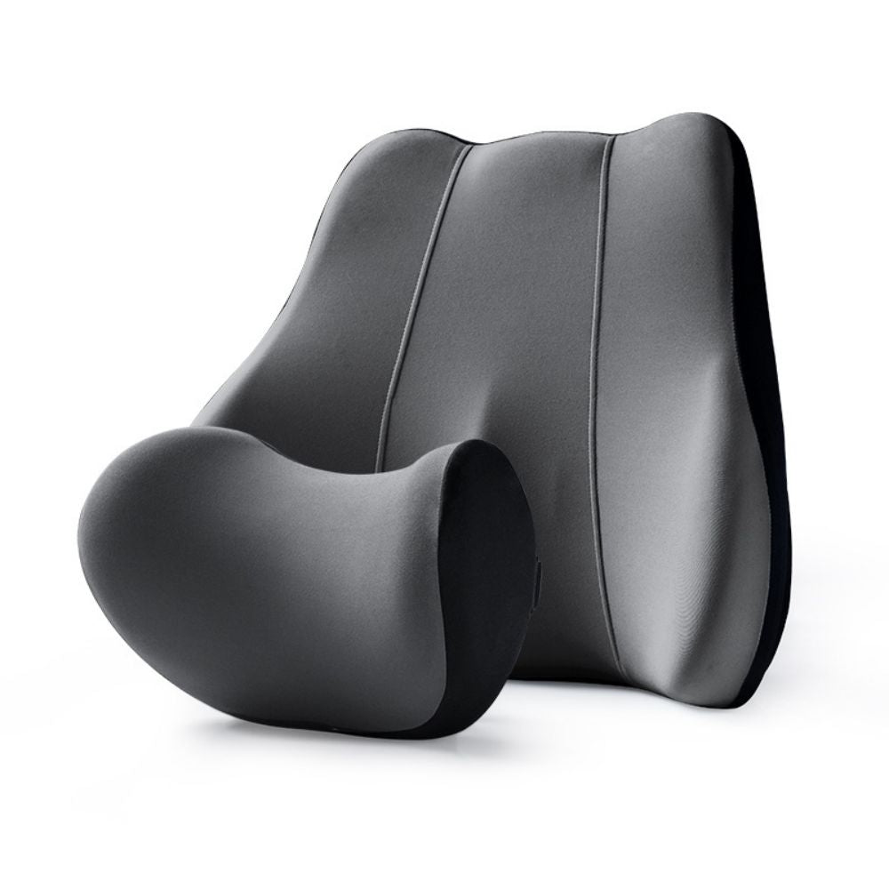 Car Comfort Ride Head and Lumbar Support Pillow for Cervical Spine Protection and Stress-Free Travel - Delicate Leather