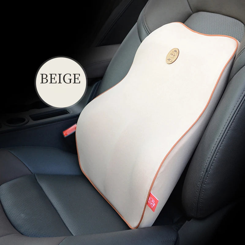 Portable Orthopedic Ergonomic Back Pillows Lumbar Support Office Chair Gel Seat Cushion Memory Foam Stadium Car Lumbar Cushion - Delicate Leather
