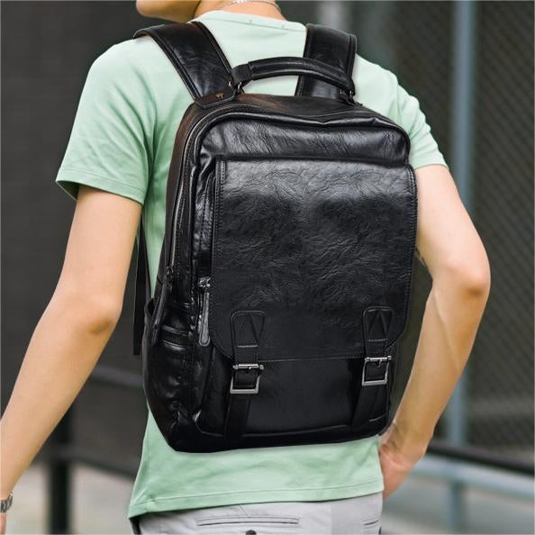 Fashion Custom Brand Teenager School Bag PU Leather Stylish Rucksack Business 15.6" Laptop Backpack For Unisex - Delicate Leather