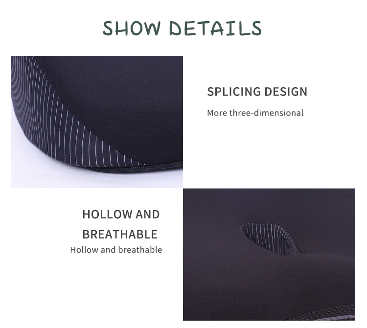 Memory Foam Coccyx Seat Cushion - Anti-Hemorrhoids Booster for Drivers and Office Chairs - Delicate Leather