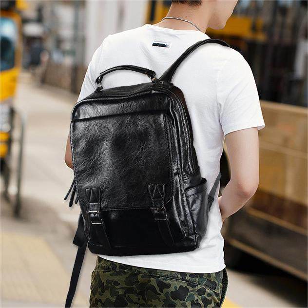 Fashion Custom Brand Teenager School Bag PU Leather Stylish Rucksack Business 15.6" Laptop Backpack For Unisex - Delicate Leather