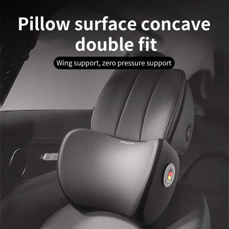 Memory Foam Car Back Cushion and Neck Support Pillow ( 1PCS) - Delicate Leather