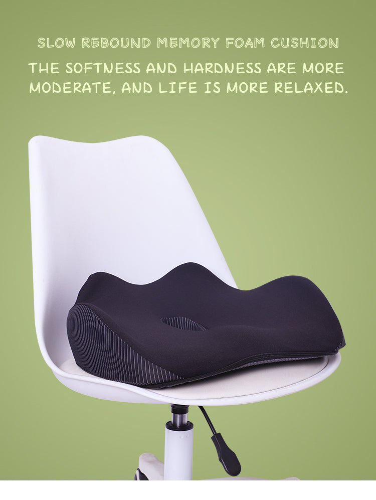 Memory Foam Coccyx Seat Cushion - Anti-Hemorrhoids Booster for Drivers and Office Chairs - Delicate Leather