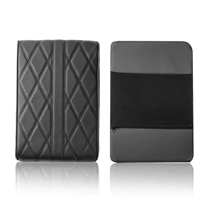 Wave Embroidered PU Leather Car Armrest Mat – Center Console Cushion & Protective Cover Pad - Delicate Leather