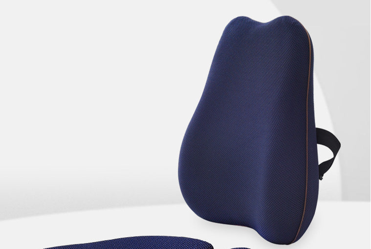 Memory Foam Orthopedic Lumbar Support Back Pillow Seat Cushion with Dual Adjustable Straps - Delicate Leather
