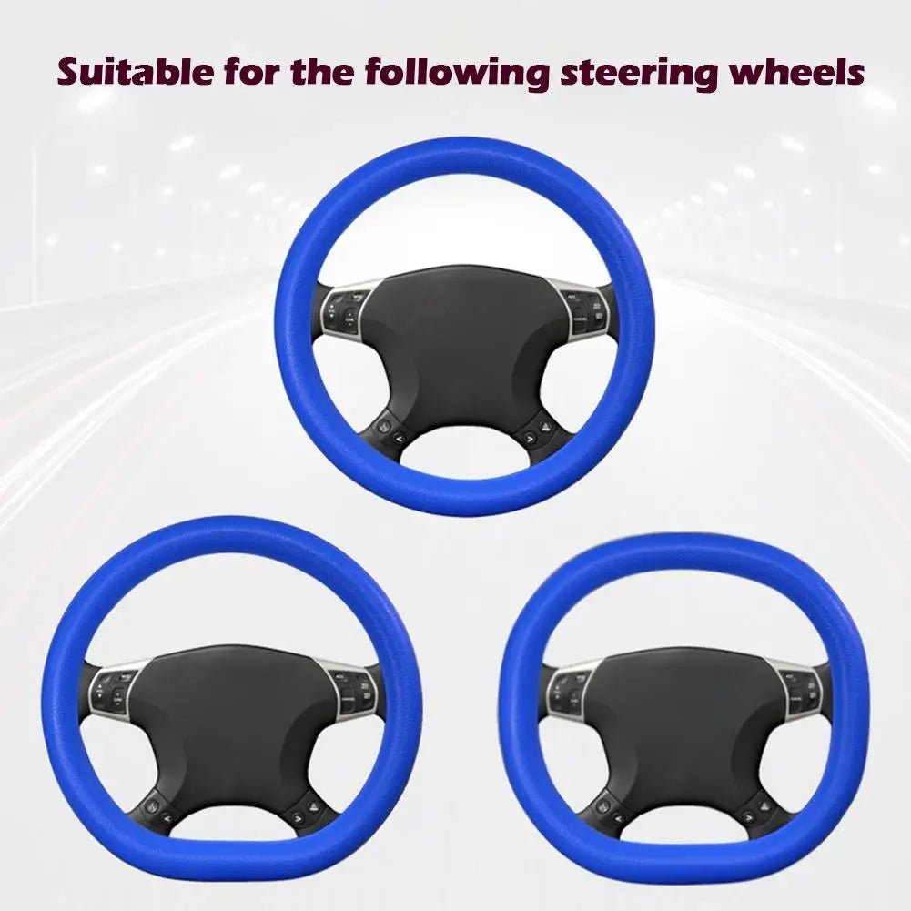 Car Universal Silicone Steering Wheel Elastic Glove Cover - Delicate Leather