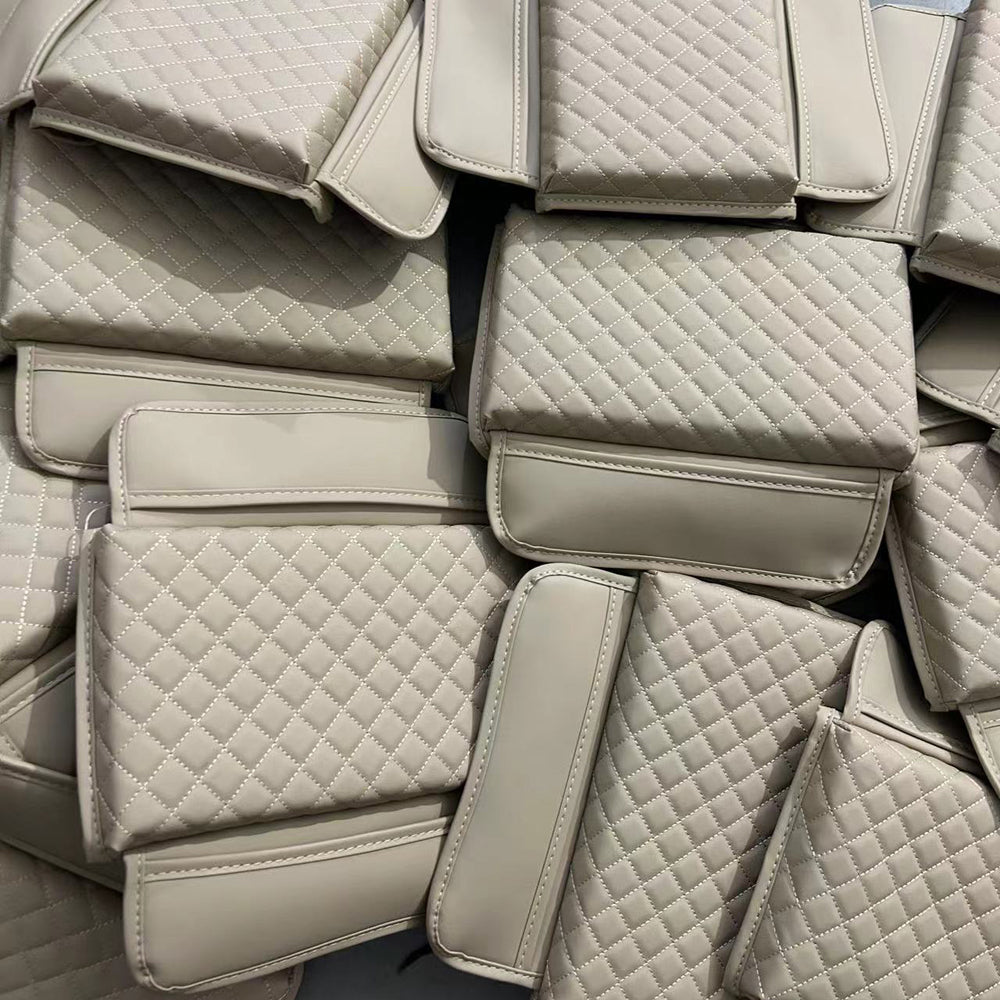 Car Armrest Box Pad - Leather Memory Foam Armrest Cushion Protection Pad with 2 Storage Bags - Delicate Leather