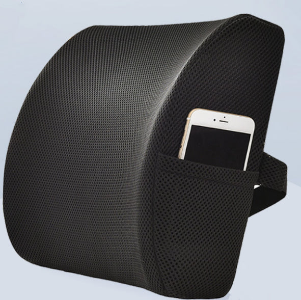 Memory Foam Orthopedic Lumbar Support Back Pillow Seat Cushion with Dual Adjustable Straps - Delicate Leather