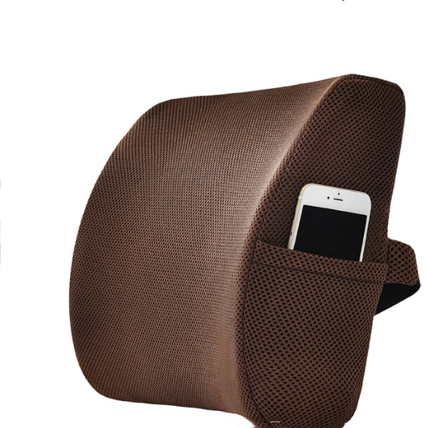 Memory Foam Orthopedic Lumbar Support Back Pillow Seat Cushion with Dual Adjustable Straps - Delicate Leather
