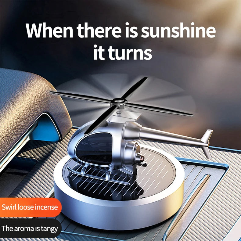Solar Energy Helicopter Car Perfume Aromatherapy Luxury Car Air Fragrance Freshener - Delicate Leather
