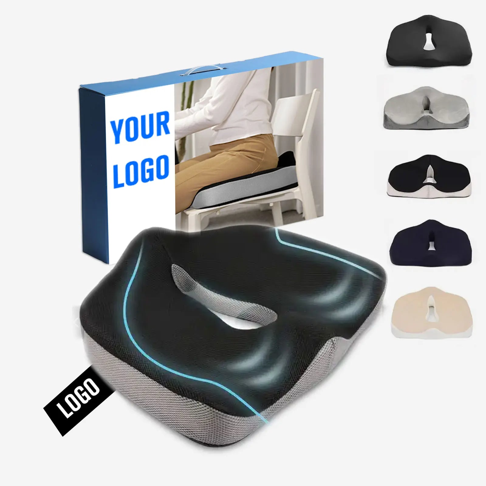 Patented Pressure Relief Orthopedic Memory Foam Seat Cushion for Long Sitting Hours on Office Home Chair Car Wheelchair - Delicate Leather