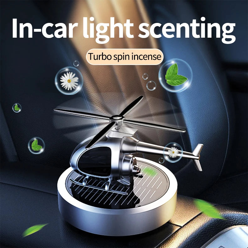 Solar Energy Helicopter Car Perfume Aromatherapy Luxury Car Air Fragrance Freshener - Delicate Leather