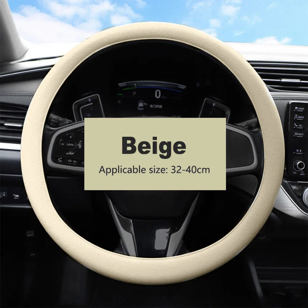 Car Universal Silicone Steering Wheel Elastic Glove Cover - Delicate Leather