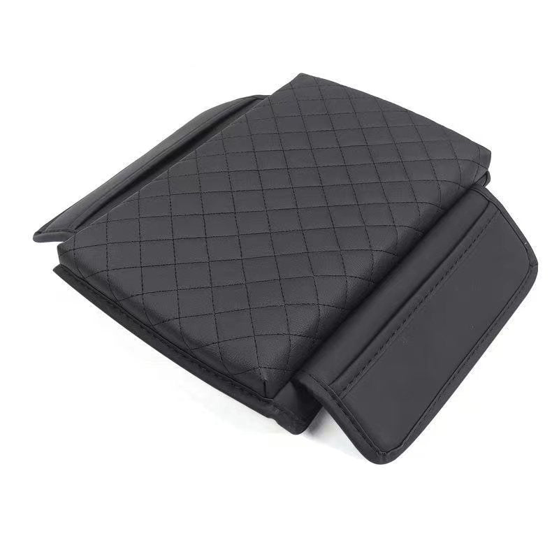Car Armrest Box Pad - Leather Memory Foam Armrest Cushion Protection Pad with 2 Storage Bags - Delicate Leather