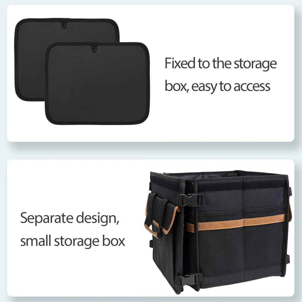 300D Oxford Folding Box Big Capacity Multifunction Cooler Car Trunk Organizer - Delicate Leather