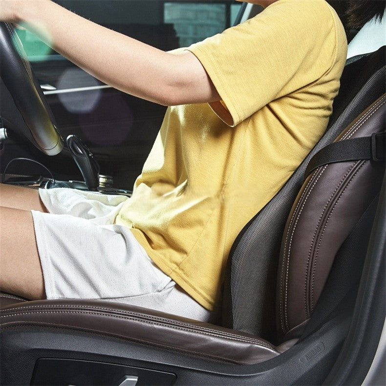 Ergonomic Memory Foam Lumbar Support Pillow for Car, Office Chair, and Desk with Removable Cover - Delicate Leather