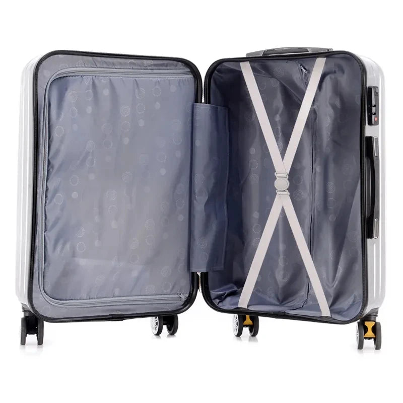 Large Capacity ABS Carry-On Luggage – Travel Trolley Case Bag with Spinner Wheels - Delicate Leather