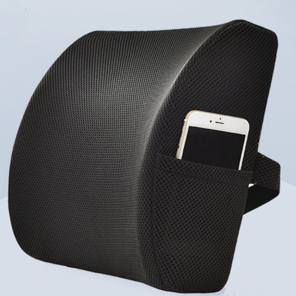 Memory Foam Orthopedic Lumbar Support Back Pillow Seat Cushion with Dual Adjustable Straps - Delicate Leather