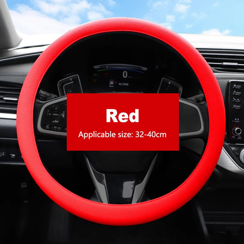 Car Universal Silicone Steering Wheel Elastic Glove Cover - Delicate Leather