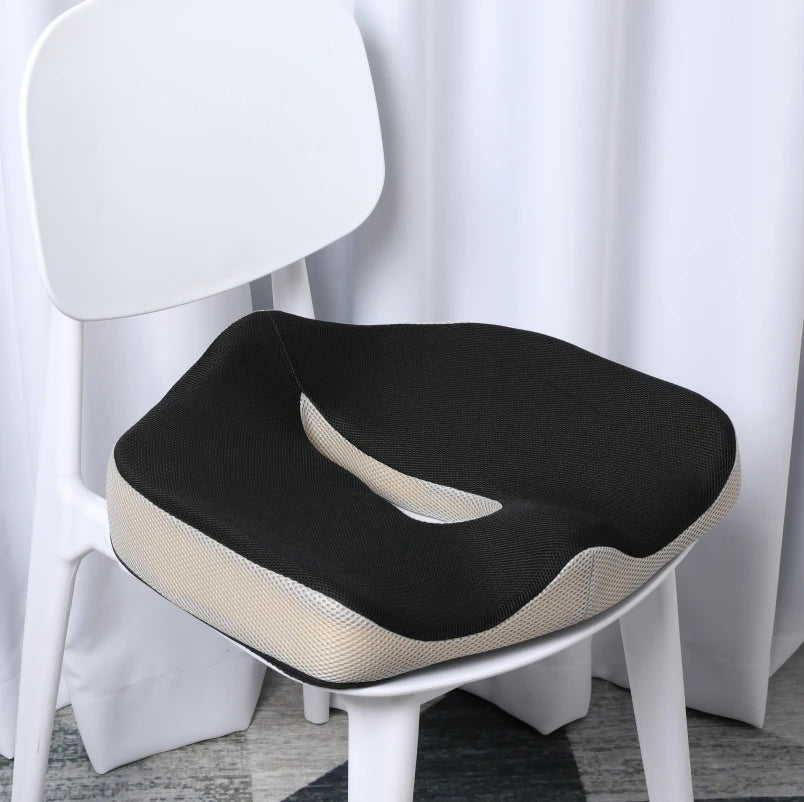 Patented Pressure Relief Orthopedic Memory Foam Seat Cushion for Long Sitting Hours on Office Home Chair Car Wheelchair - Delicate Leather