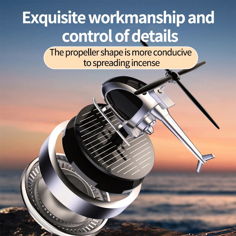 Solar Energy Helicopter Car Perfume Aromatherapy Luxury Car Air Fragrance Freshener - Delicate Leather