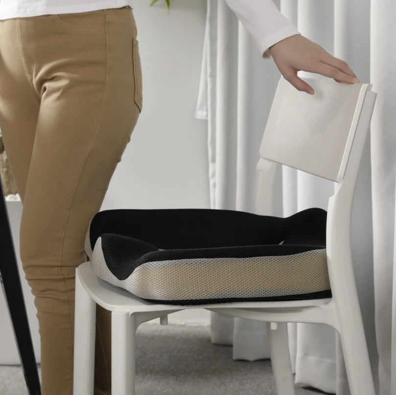 Patented Pressure Relief Orthopedic Memory Foam Seat Cushion for Long Sitting Hours on Office Home Chair Car Wheelchair - Delicate Leather