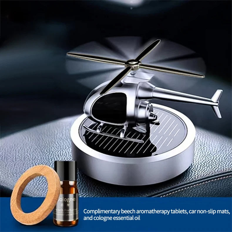 Solar Energy Helicopter Car Perfume Aromatherapy Luxury Car Air Fragrance Freshener - Delicate Leather