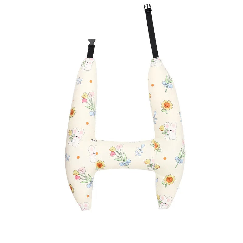 Car Seat Safety Neck Pillow Cute Kid and Adult Car Sleeping Neck Head Support H-Shape Travel Pillow Cushion Child Women Tools - Delicate Leather