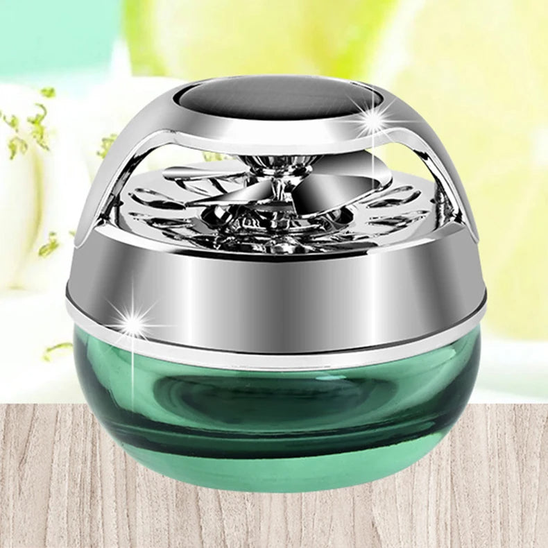 Solar Energy Rotating Propeller Car Perfume Aromatherapy Luxury Air Freshener - Delicate Leather