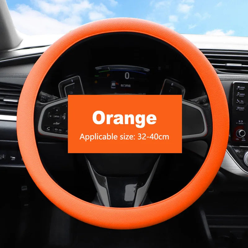 Car Universal Silicone Steering Wheel Elastic Glove Cover - Delicate Leather