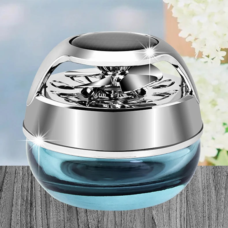 Solar Energy Rotating Propeller Car Perfume Aromatherapy Luxury Air Freshener - Delicate Leather
