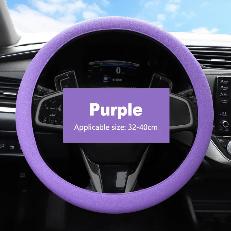 Car Universal Silicone Steering Wheel Elastic Glove Cover - Delicate Leather