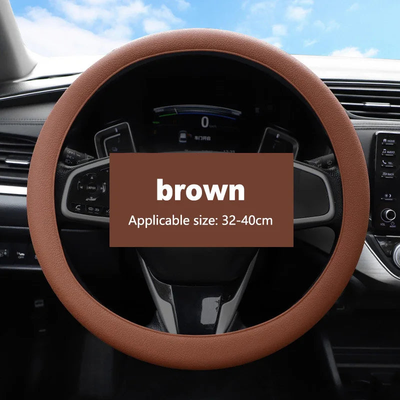 Car Universal Silicone Steering Wheel Elastic Glove Cover - Delicate Leather
