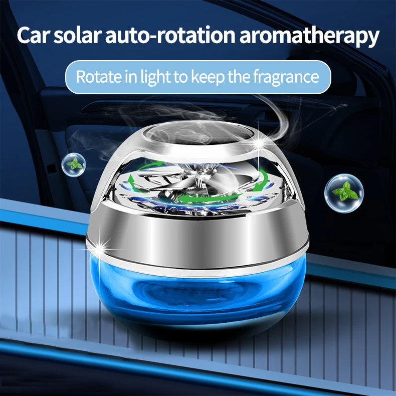 Solar Energy Rotating Propeller Car Perfume Aromatherapy Luxury Air Freshener - Delicate Leather