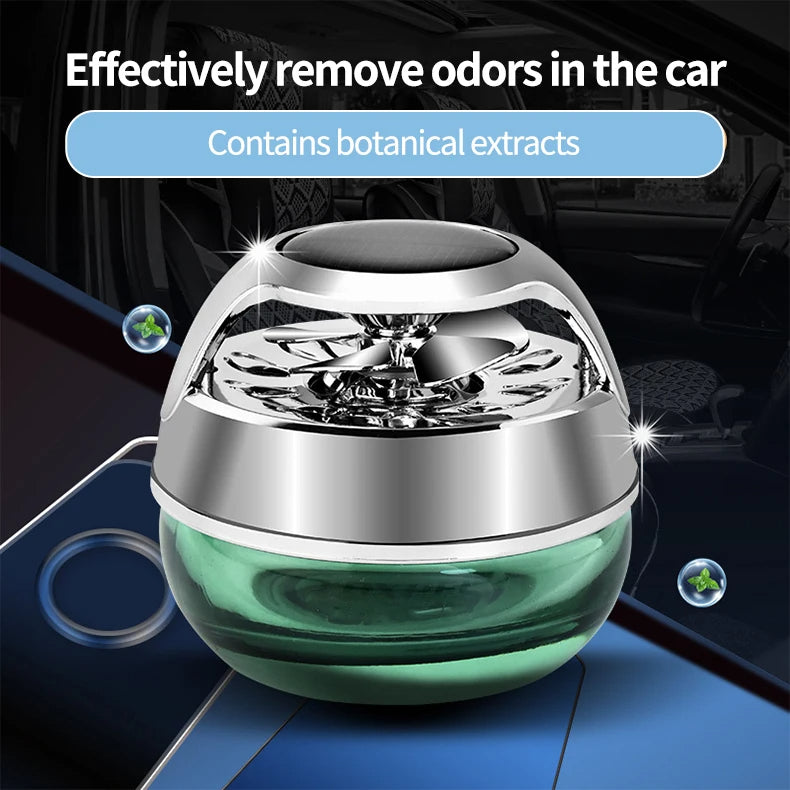 Solar Energy Rotating Propeller Car Perfume Aromatherapy Luxury Air Freshener - Delicate Leather