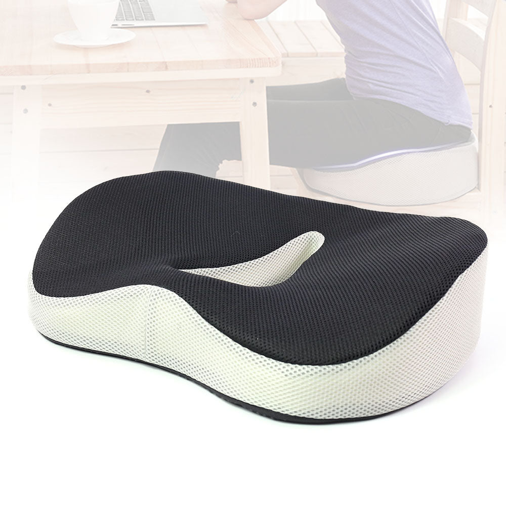 3D Mesh Orthopedic Memory Foam Seat Cushion - Pain Relief & Anti-Slip Coccyx Support for Office, Wheelchair, and Car - Delicate Leather
