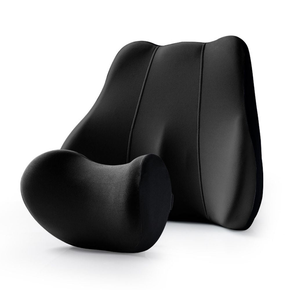Car Comfort Ride Head and Lumbar Support Pillow for Cervical Spine Protection and Stress-Free Travel - Delicate Leather