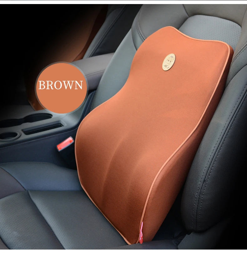 Portable Orthopedic Ergonomic Back Pillows Lumbar Support Office Chair Gel Seat Cushion Memory Foam Stadium Car Lumbar Cushion - Delicate Leather