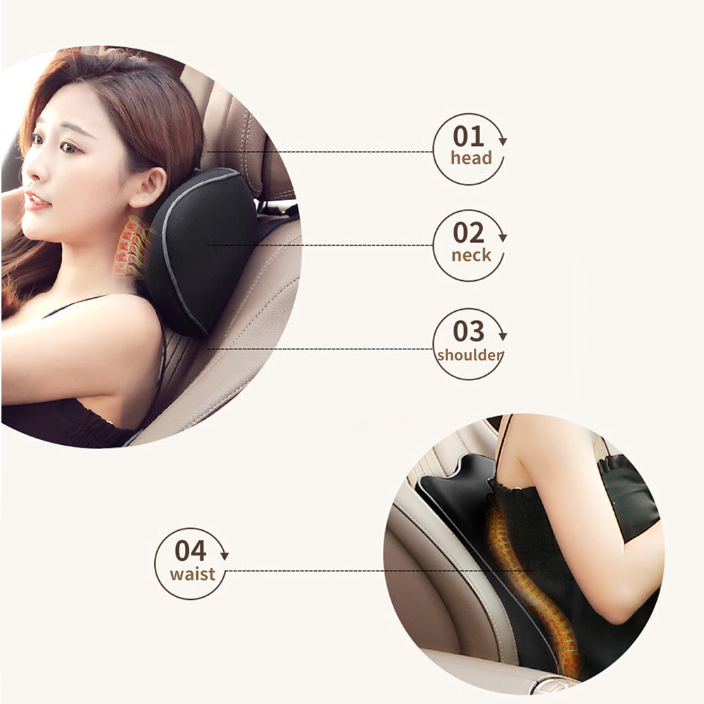 Luxury Memory Foam Car Headrest Neck Pillow - Delicate Leather