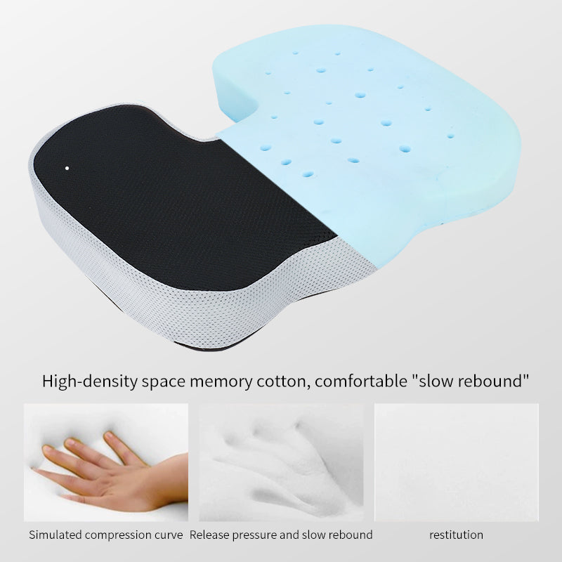 Eco-Friendly Gel Infused Memory Foam Seat Chair Cushion for Coccyx and Sciatica Back Pain Relief - Delicate Leather