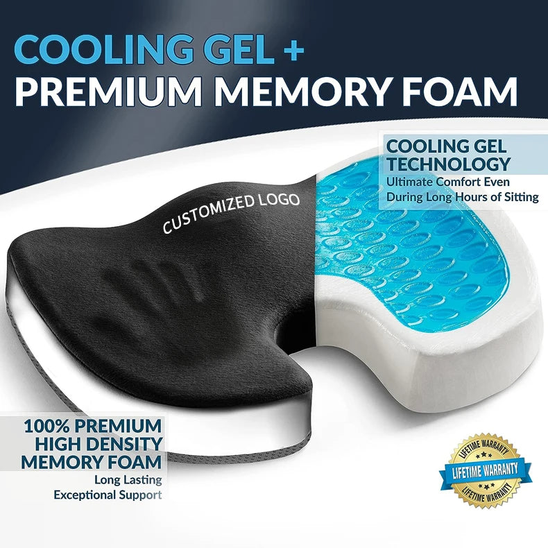 Gel Foam Pad – Cooling Mat with Washable Cover for Cars, Office, and Home - Delicate Leather