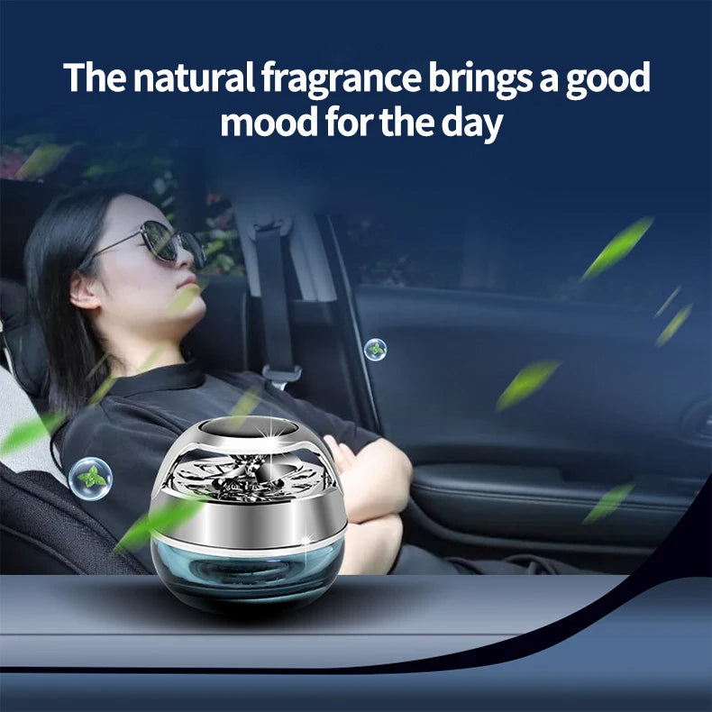 Solar Energy Rotating Propeller Car Perfume Aromatherapy Luxury Air Freshener - Delicate Leather