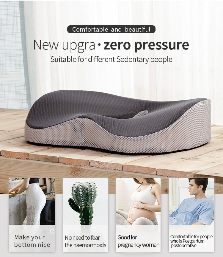 3D Mesh Orthopedic Memory Foam Seat Cushion - Pain Relief & Anti-Slip Coccyx Support for Office, Wheelchair, and Car - Delicate Leather