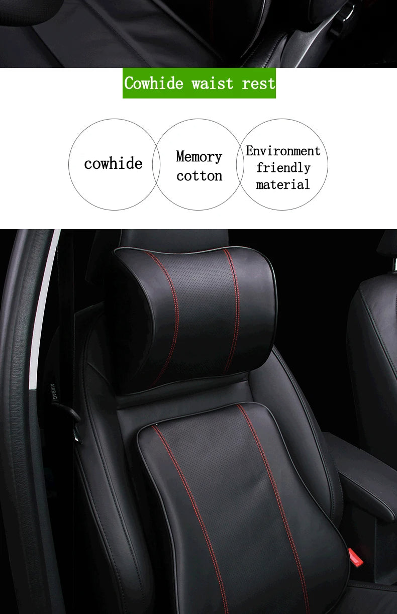 Car Lumbar Support Pillow Memory Foam Lumbar Back Support Cushion - Delicate Leather